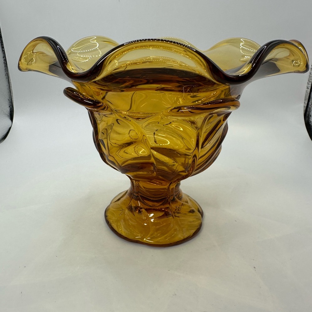 VINTAGE Viking Glass Amber Candy Dish 1970's Made in USA.